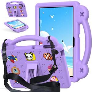 AKABEILA Compatible with Lenovo tab TB-311/WIFI 10.1 (2025) Tablet Case, Kids Friendly Universal Lightweight Shockproof Protective Case with Shoulder Strap & Stand Handle Light Purple