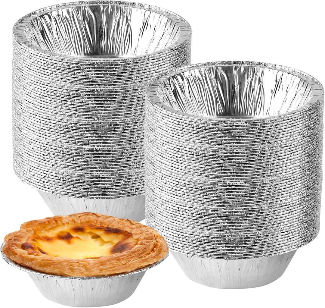 100 Pieces 2.6 Inch Round Pie Tart Small Tin Foil Pans Disposable Aluminum Mini Pie Pans for Baking, Cooking Supplies