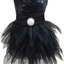 Tangpan Beam Waist Christmas Pet Costume Dog Dance Skirt Satin Camp Party Dress(Black,L)