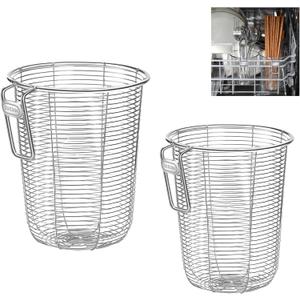 ZECNG 2Pcs 18/8 Stainless Steel Dishwasher Cutlery Basket Kitchen Chopstick Holder Organizer for Kitchen Utensils Clean Up, Drying, or Storing-Dishwasher Basket for Small Items