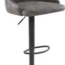 OSP Home Furnishings Sylmar Height Adjustable Faux Leather Stool with Back, Charcoal