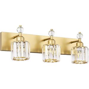 PRESDE Crystal 3 Light Vanity Light for Bathroom Gold Bathroom Lights Fixtures Over Mirror Modern Wall Sconce Lamp