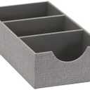 Household Essentials Grey 727-1 Deep 3 Section Drawer Organizer Box for Storage | 12 in x 6.13 in x 3.13