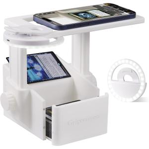 Trading Card Scanner Stand with Light, Card Scanner Holder with Adjustable Height for TCG Cards, Built-in Magnetic Ring Compatible with MagSafe Phones, Rechargeable Light & Stable Magnetic Card Slot