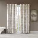 Sun Smart Total Blackout Curtain Victorio Printed Jacquard Grommet Top Single Window Curtain Panel Thermal Insulated Light Blocking Drape for Bedroom Living Room and Dorm 50 x 84 in, Ivory