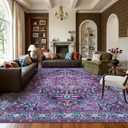 10x14 Purple and Turquoise Vintage Boho Oriental Soft Washable Area Rug