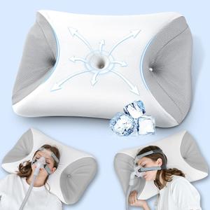 HOMCA CPAP Pillow for Side Sleeping, Cervical Neck Pillow for All CPAP Masks Users to Reduce Air Leaks & Masks Pressure, Ergonomic Memory Foam Pillow Ideal for Side Back Sleeper