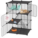 VISCOO Cat Cage, 3Tier DIY Catio Cat Enclosures, 24" x 16" x 36" Cat Playpen Indoor & Outdoor with Hammock, Detachable Metal Wire Kennel Cats Crate, 2x1x3 Exercise Place for 12 Cats/Kitten