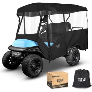 10L0L Universal 4 Passenger Golf Cart Enclosure - Extended Roof 94" Fit for Yamaha, EZGO TXT RXV, Club Car DS Precedent, Golf Cart Rain Cover, 600D Waterproof Driving Enclosure with Side Mirror Open