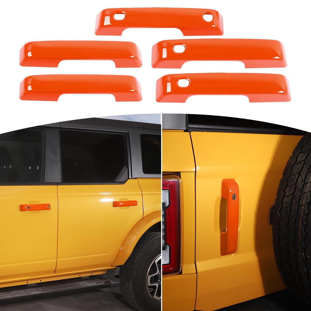 for Bronco Door Handle Cover Trim Fit for Ford Bronco 2021 up Orange Exterior Accessories 5pcs