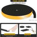 Weather Stripping Door Seal,Weather Stripping,Soundproof,Cold Insulation,High Density CR Foam Insulation Tape for Door, Front Door Frame, Windows,Sliding Door (Black, 1/2 in x 1/2 in x 13Ft)