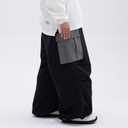 SNOWVERB Super Baggy Snowboard Pants Waterproof Insulated Ski Pants Loose Fit Freestyle Mountain Snow Pants Men Women (Black, L)