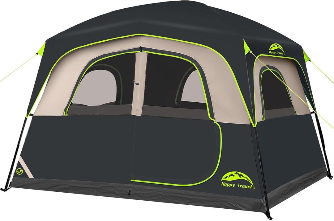 Happy Travel Tent 6 Person Blackout Camping Tent, Portable Easy Setup Cabin Tents with Dark Space Design, Light Blocking Tent with Top Rainfly for Outdoor Camping, Water-Resistant,10'L x 9'W x 79" H