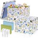 2 Pack Greeting Card Storage Box Collapsible Card Organizer with 16 Dividers and Sticker Greeting Card Keeper for Holiday Birthday Photos Recipes Envelopes Large Cards Crafts Scrapbooking
