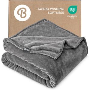 Bare Home Fleece Blanket - Full/Queen - Ultra-Soft Lightweight for Bed, Sofa, and Couch - Luxury Microplush - Cozy Warm Blanket (Full/Queen, Grey)
