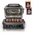 Ninja | Grill & Smoker | Outdoor Woodfire Pro XL | 4 in 1 Grill, BBQ Smoker, Air Fryer & Bake | Portable | Includes Built in Thermometer & 2 Woodfire Pellet Packs | Dark Grey | OG850