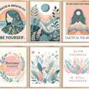 Huatsing 6Pcs Pink Motivational Wall Art Inspirational Women poster pint boho Abstract Botanical Floral pictuer painting for Home Office and Classroom wall deocr 12×16 in(Poster)