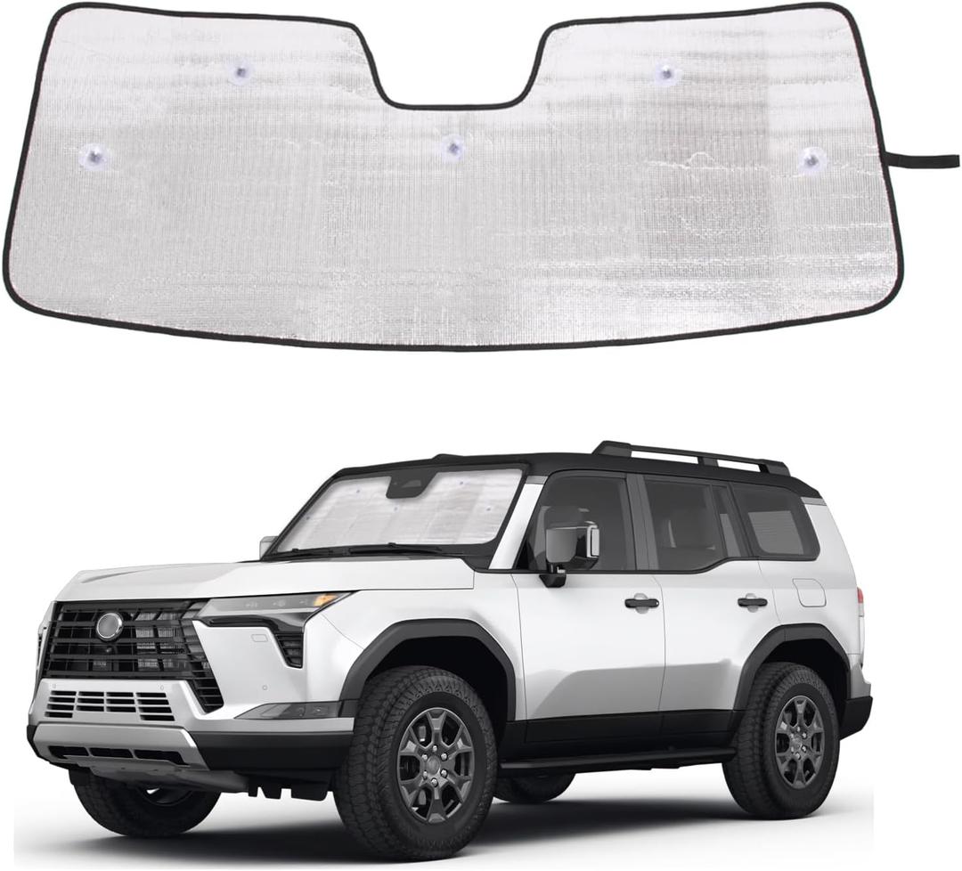 Windshield Sunshade for Lexus GX550 2024-2025 Accessories Front Window Sun Shade Foldable Reflective Sun Visor Custom Sunscreen UV Blocker Privacy Protector HeatShield Keep Your Car Cooler (Silver)