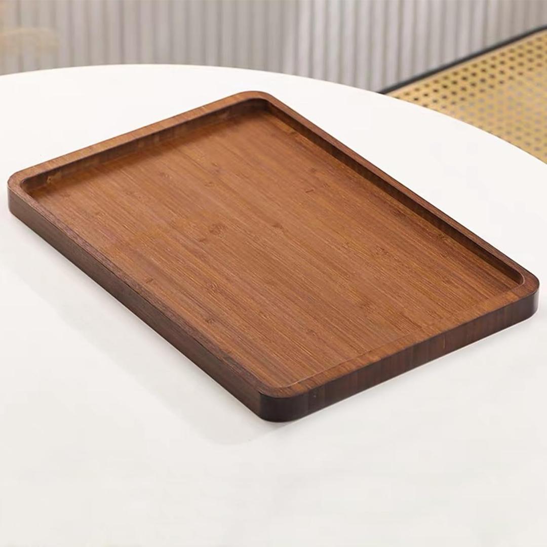XZHXFX Bamboo Serving Tray,Food Tray for Breakfast,Coffee Table,Dinner & Bar, Decorative Tray for Kitchen, Bedroom (Large) (14" x 9.5" x 0.8")