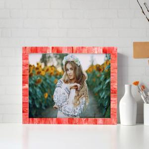 Handicrafts Home 8x10 Picture Frame Set of 2 Handmade Red Bone Inlay Photo Frame, Classic Collection, Decorative Boho Frame for Wall & Tabletop, Modern Farmhouse & Coastal Home & Living Room Decor