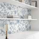 5 x Safiyya Contact Paper Blue White Wallpaper Peel and Stick Modern Floral Birds Wallpaper Self Adhesive Boho Flower Wall Paper for Walls Vinyl Rolls 78.7"x17.3"