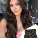 KooKaStyle Clip in Hair Extensions for Women with Thinning Hair7PCS 20 Inch Thick Long Wavy Hair Extensions Clip InsChocolate Brown with Dark Brown Synthetic Hairpiece for Daily Use Voluminous Look