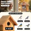 Window Bird Houses for Outside with 2 Powerful Hooks, Clear Window for Viewing Inside, Hanging Wooden Birdhouses with Weather Treated for Outdoors, Bird Nesting Box for Bluebird Finch Chickadee