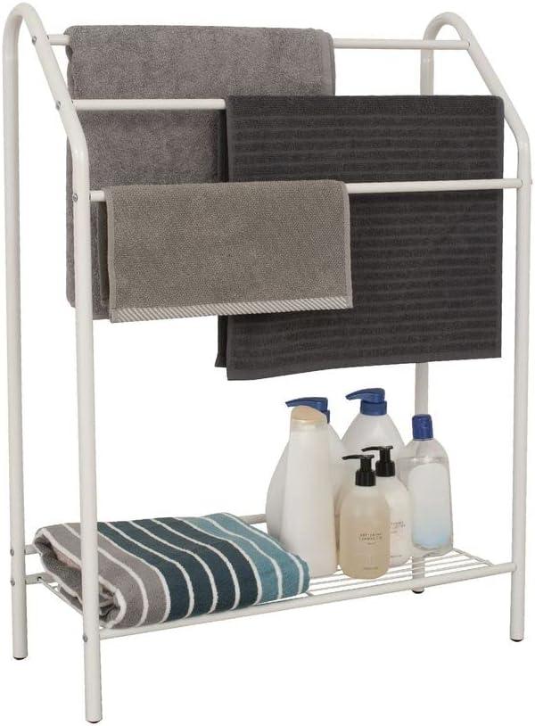 3 Bar Towel Rack w/Shelf for Bathroom and Kitchen, White