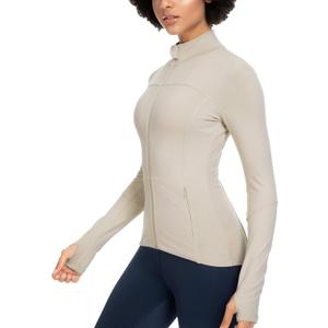 QUEENIEKE Womens Running Jackets Athletic Workout Scrub Jacket Track Full Zip Up Gym for Women Yoga Top (Large)