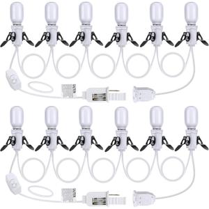 Meonum 2 Pack Accessory Cord with 6 LED Light Bulbs, 13.9ft End to End Connected Cool White Lights, Blow Mold Light Cord with Adjustable Brightness for Holiday Decoration, Christmas Village House