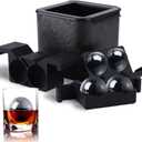 TINANA Crystal Clear Ice Ball Maker, 4 Cavity Large Clear Ice Balls Form, 2.5 Round Ice Sphere Trays for Whiskey, Cocktail, Brandy, Bourbon