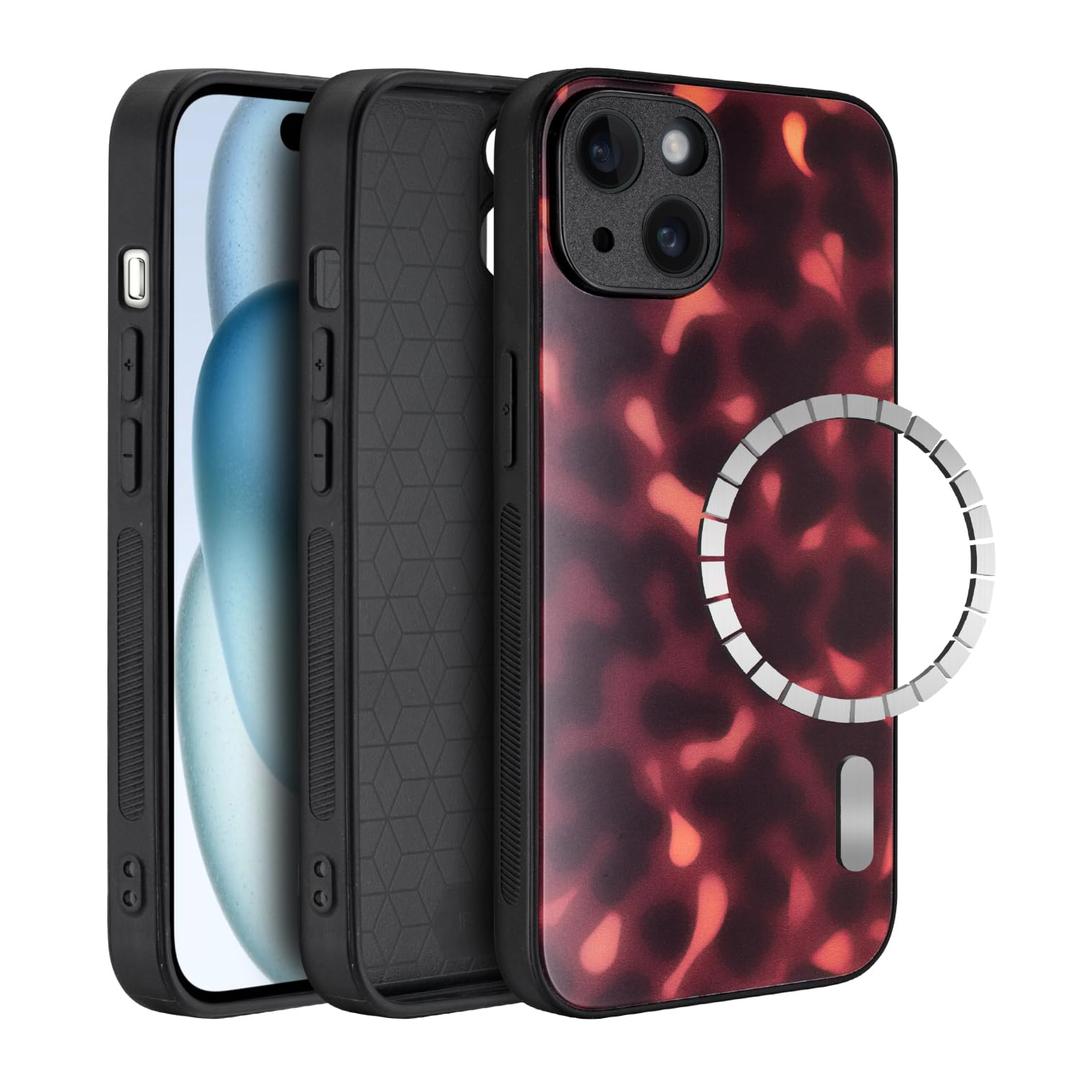 Aijohnny Tortoiseshell Phone Case for iPhone 15,[Full Camera Protection],[Compatible with Magsafe], TPU Protective Shockproof Phone Cover, Lightweight Slim Case for Women (for iPhone 15)