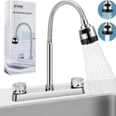 RV Kitchen Faucet, XFIRE-GEAR Camper Faucet Kitchen with Flexible Arc 360 Degree Rotatable Dual Function Sprayer, RV Sink Faucets for Motorhomes, Travel Trailers (8 Inches Apart)