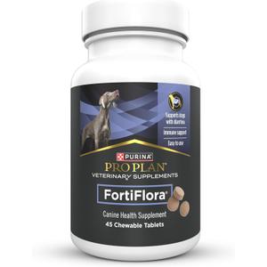 Purina Pro Plan Veterinary Supplements FortiFlora Chewable Dog Probiotic Supplement Tablets - 45 ct. Canister, Best By DEC 2026