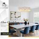 Modern 24 Chrome Chandeliers 10-Light Crystal Glass Round Chandelier Luxury Drum Ceiling Pendant Light Fixtures 2 Tiers Hanging Lighting for Dining Room Foyer Living Room Bedroom