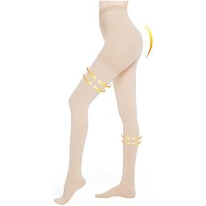 Myshear Medical Compression Pantyhose for Women Men, 20-30 mmHg Graduated Compression Tights, Closed Toe Compression Stockings, Support Hose, High Waist Compression Leggings for Varicose Veins, Edema Beige Size S