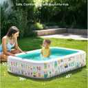 QPAU Kiddie Pool – 65" x 39" Inflatable Pool for Kids & Toddlers, Ball Pit & Baby Pool with Soft Floor, Educational Alphabet & Number, Durable Outdoor Play Toys for Backyard & Indoor Fun (Green)