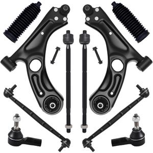 AUQDD 10Pcs Front End Suspension Kit Fit For 2012-2015 2016-2020 Chevy Sonic, 2 Lower Control Arm w/Ball Joint 2 Sway Bar Link 4 Outer & Inner Tie Rod End (# K622426 K622428 K750630 EV800936 ES800929)