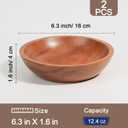 Acacia Wood Serving Bowls, 6 Inch Handcrafted Wooden Individual Bowls Set of 2 for Food/Soup/Salad/Pasta, Use as Snack Holder Plate for Kitchen and Dining