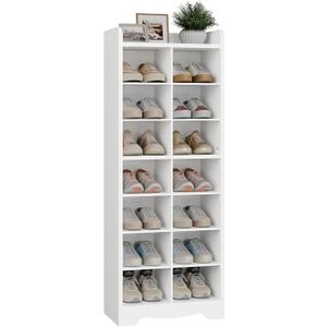 YATINEY 8-Tier Tall Shoe Rack, Wooden Shoe Storage Cabinet for Closet