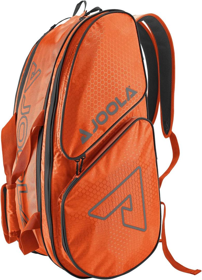 JOOLA Tour Elite Pro Pickleball Bag Backpack & Duffle Bag for Paddles & Pickleball Accessories Thermal Insulated Pockets Hold 4+ Paddles - Includes Fence Hook, Orange/Gray