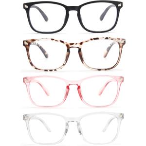 CCVOO Reading Glasses for Women/Men, Eyeglasses, Blue Light Readers for Women/Men, Computer Eye Glasses, Cheaters (C4 Pack Mix), Magnification Strength: 1.0 x