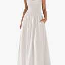 PRETTYGARDEN Women's Smocked Maxi Dresses 2026 Summer Sundress Casual Spaghetti Strap Swing A Line Long Flowy Beach Dress Size Small