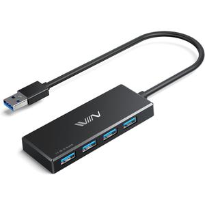 USB 3.0 Hub, 4 Port USB Hub Splitter, USB A Expander Portable USB Adapter Multiport Data Hub for Laptop, iMac Pro, MacBook Air, Mac mini/Pro, Surface Pro, USB Flash Drives, and Mobile HDD-Black (1 Feet)