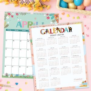 GuassLee Wall Calendar 2026-2027, Vertical Wall Calendar 2026, Jan. 2026 to Jun. 2027, 14" X 11" 18-Month Paper Hanging Planner Wall with Thick Paper for Office Home Planning & Organizing (Blue)