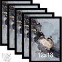 OMAIGAR 12x18 Picture Frame Set of 5, Black Poster Frames for 12 by 18 Poster Photo Canvas Certificate, High Transparent Acrylic Frame on Wall Desktop Horizontal Vertical 12 x 18, Black 