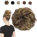 Juvabun Messy Bun Scrunchie Mix Walnut – Volumizing Soft Synthetic Updo for Quick Styling, Hair buns hair piece, Comfortable All-Day, Hair Bun Scrunchies