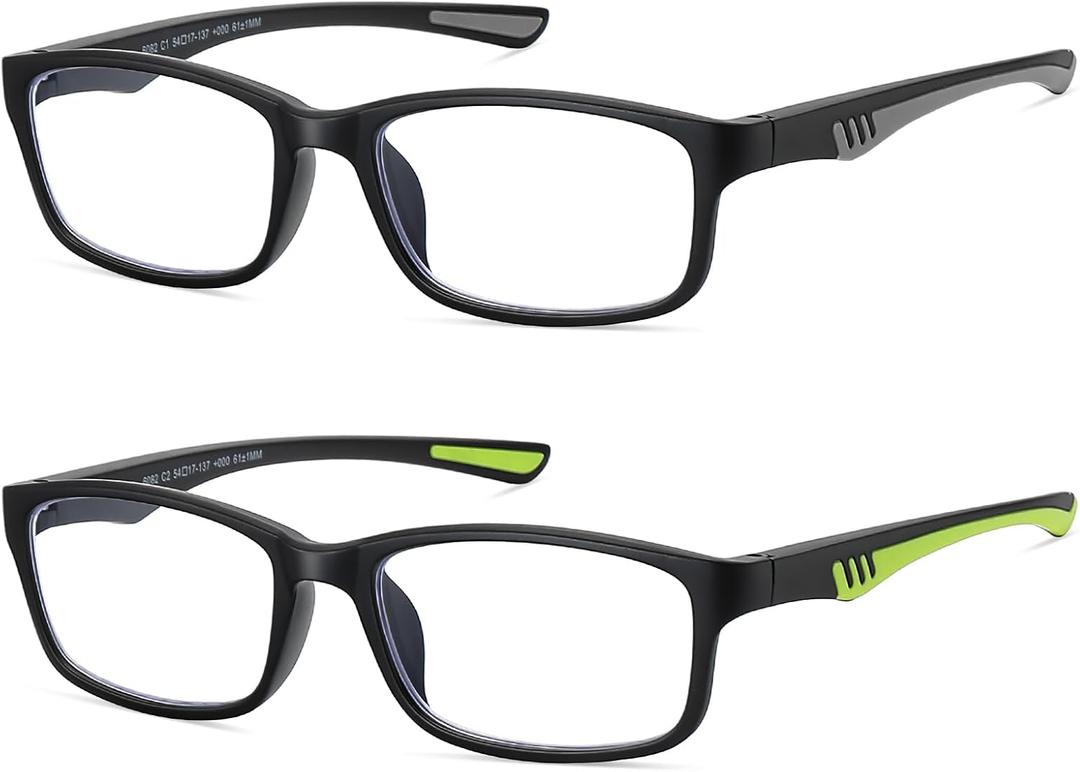 Sport Reading Glasses Men Photochromic Lens Blue Light Blocking Computer Reader Wide Style Spring Hinge Eyeglass LK6082 (Photochromic (Black +Green))