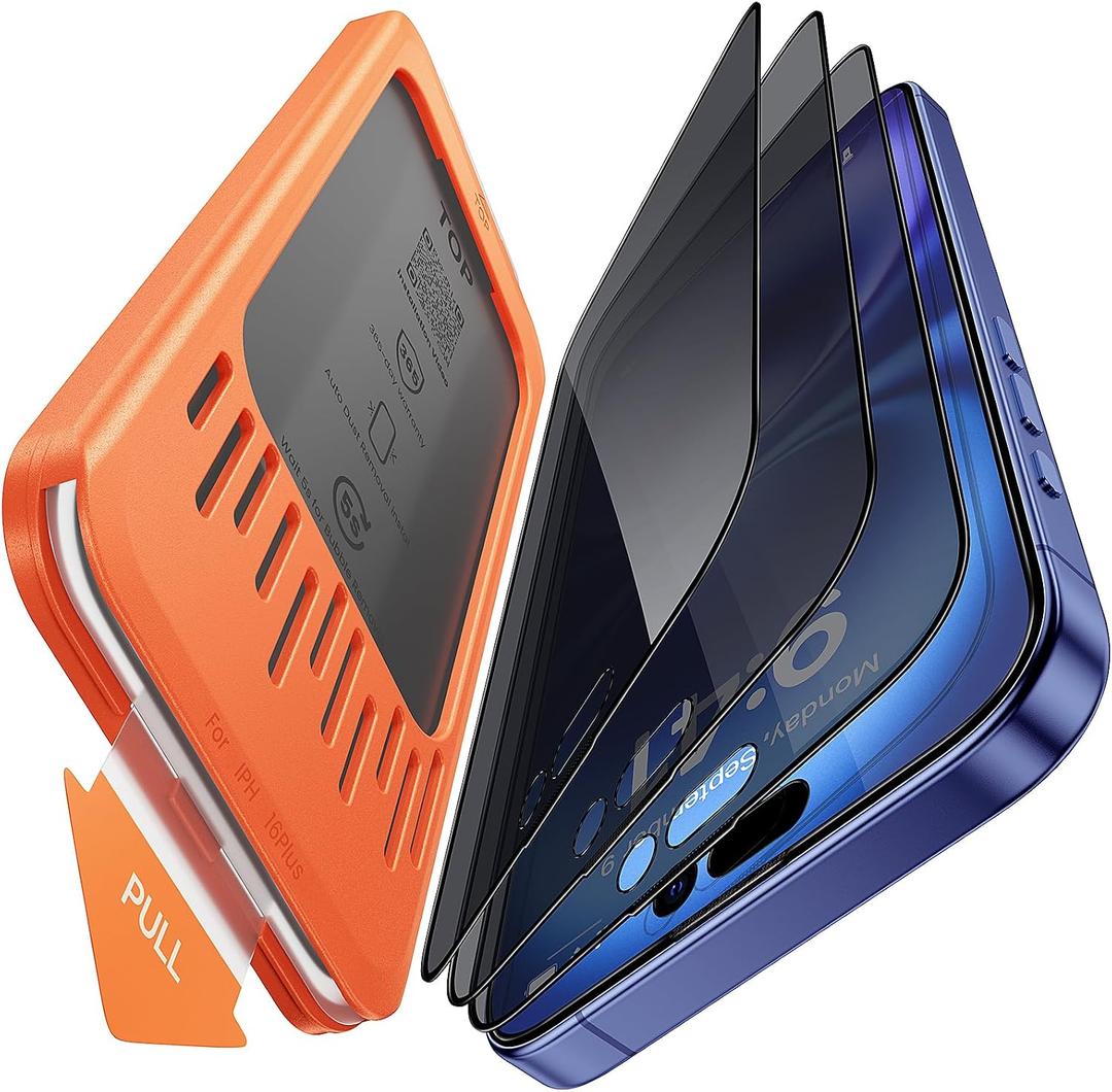 3-Pack for iPhone 16 Plus/15 Plus Screen Protector Privacy