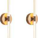Wall Sconces Set of Two Brushed Brass Gold LED Wall Lights Modern Linear Sconces Lighting Indoor Sconces Wall Decor Set of 2 Lamps for Living Room Wall Scones, Wall Lights Set of 2